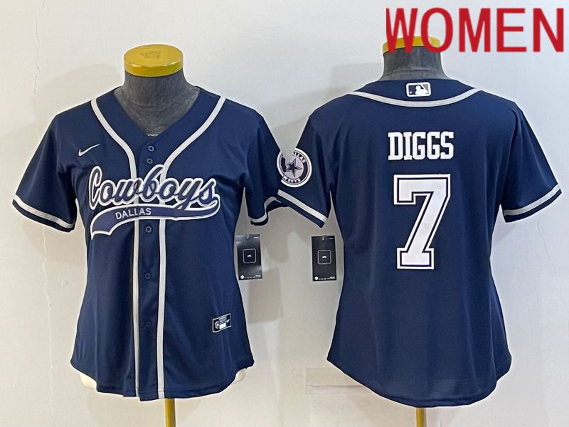Women Dallas Cowboys #7 Diggs Blue 2022 Nike Co branded NFL Jerseys->women nfl jersey->Women Jersey